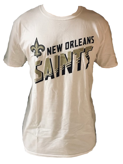 New Orleans Saints T Shirt - White Stripe - BLACK & GOLD SPORTS