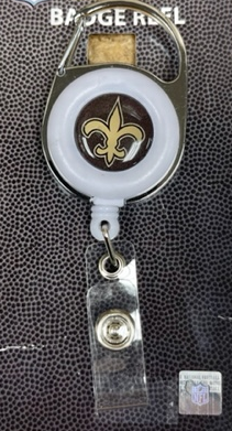 New Orleans Saints Badge Reel Holder - White Clip