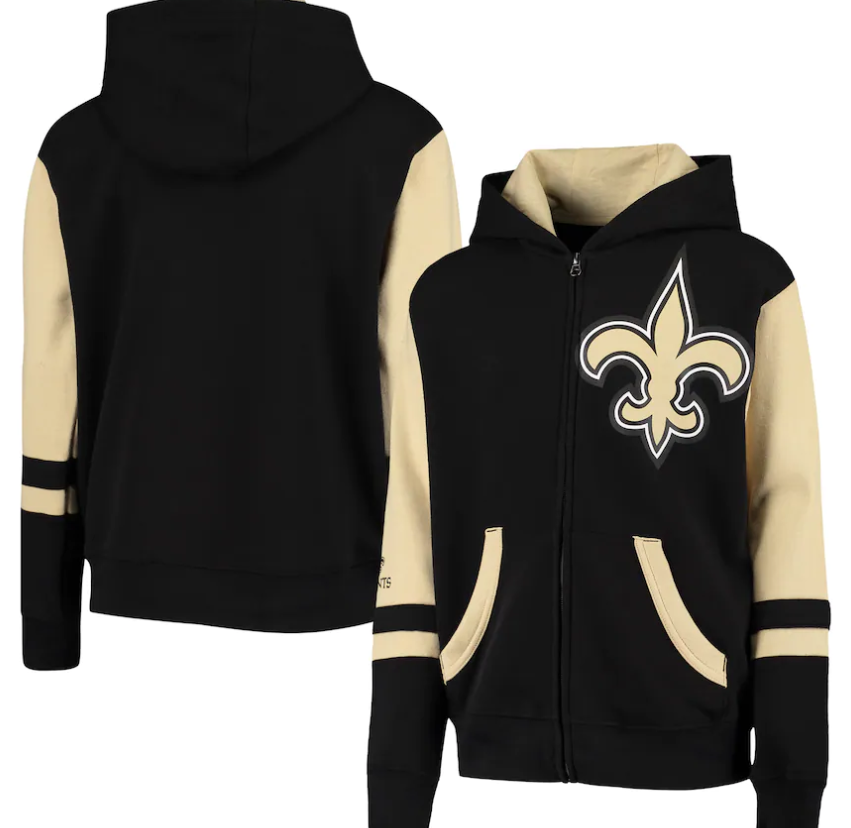 New Orleans Saints Hoodie - Black Stadium Full-Zip Kids