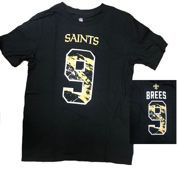 New Orleans Saints T Shirt - Youth #9 Splatter
